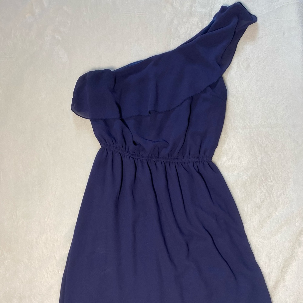 Navy One Shoulder Dress